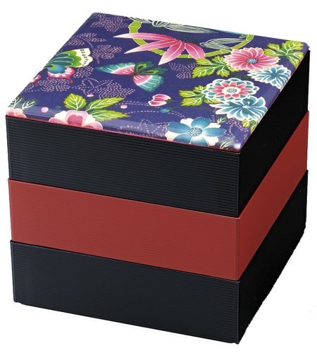 五段重箱 牡丹蒔絵 黒漆塗　Japanese Antique Jubako Amazon.com: Japanese Lacquer Three Tiers Stack 