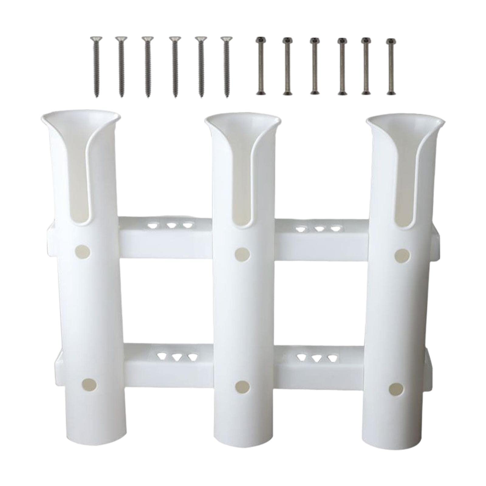 NeaxgeandX Fishing Pole Rack Fishing Gear 3 Tube Fishing Rod Holder for Room Garage Car White