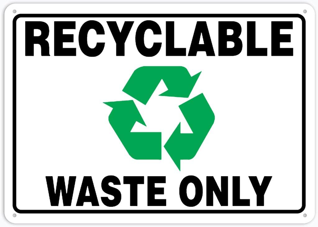 8"x12" Tin Metal Sign - Recyclable Waste Only - Decorative Wall Sign For Home, Gate, Garden, Bars, Restaurants