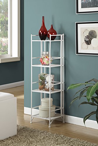 Image of Convenience Concepts Xtra Storage 4 Tier Folding Metal Shelf, White