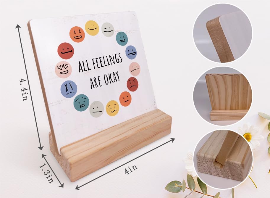Rueda De Las Emociones De Madera De Doble Cara Con Soporte – Herramienta De Regulación Emocional Y Decoración