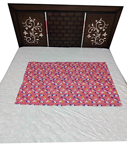 Image of EcoSoft Plastic Sheet,PVC Sheet for Kids,Rubber Sheet for Babies,Bed Wetting Protector(90 x 135 cm) (Pink Cartoon)
