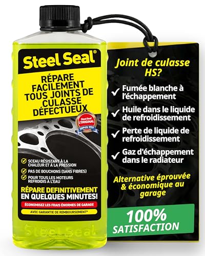 STEEL SEAL Joint de culasse scellant &ndash; R&eacute;pare le joint de culasse, arr&ecirc;te la perte de liquide de refroidissement et &eacute;vite les dommages moteur &ndash; Convient &agrave; tous les moteurs &agrave; refroidissement liquide