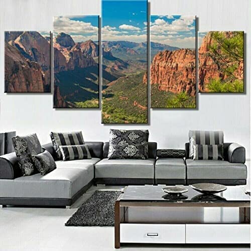 Toile 5 panneaux paysage de montagne affiche murale format XXL pour bureau