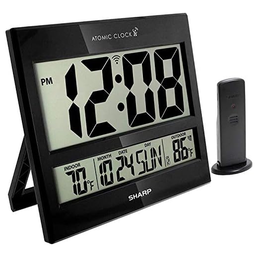 Sharp Atomic Clock - Atomic Accuracy - Never Needs Setting! - Jumbo 3" Easy to Read Numbers - Indoor/Outdoor Temperature Display with Wireless Outdoor Sensor - Battery Powered - Easy Set-Up!!