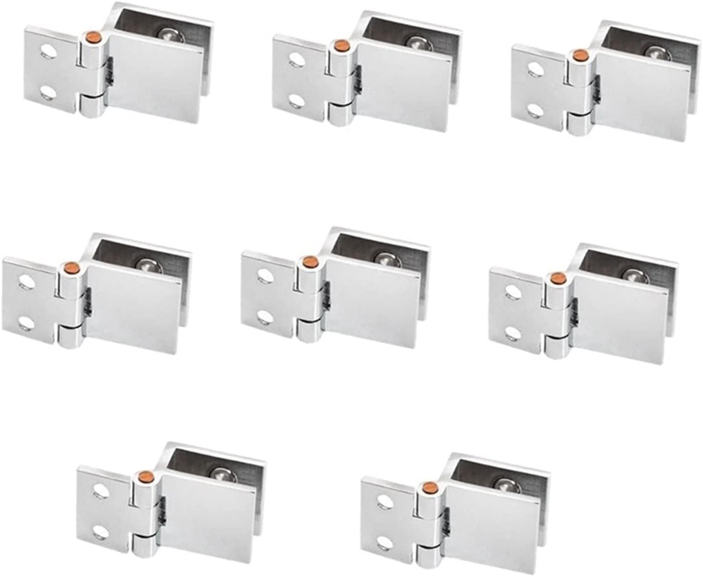 Kyuepong Silver Glass Door Pivot Hinge, A Set Of 8 Glass Door Hinges, 5Mm-8Mm Adjustable Rectangular Clip Single,Used For Cabinet