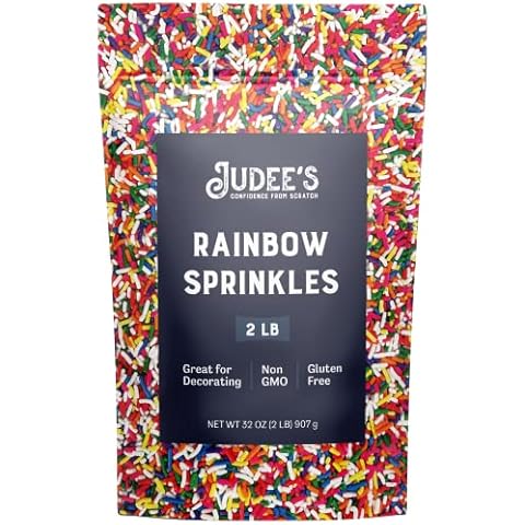 Judee's Rainbow Sprinkles for Cake Decorating 2 lb - Gluten-Free & Nut-Free - Brighten Up Your Baked Goods - Sprinkles for Baking, For Dessert, Cookie, Cake Decoration & Ice Cream Toppings Cover