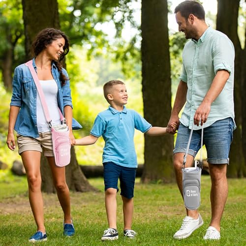 Image of House of Quirk Water Bottle Carrier Bag with Phone Pocket for Stanley 40 /30 oz Tumbler Neoprene Water Bottle Holder Pouch with Adjustable Strap (Purple)