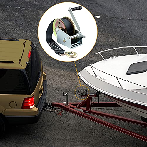 1200lbs Heavy Duty Hand Winch Boat Trailer Winch, Hand Crank Gear Winch with Hook & 26' Strap