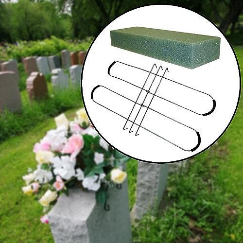 Headstone Tombstone Flower Saddle Decorations with Floral Foam Sturdy Rustproof Metal Cemetery Gravestone Saddles Graves Saddle for Cemetery Outdoor Yard Lawn Headstone Flower Sadd image 7