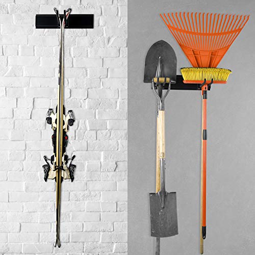 Garage Storage Organization System Wall Mount Rack Heavy Duty Tools Hanger with 6 Hooks 48inch Tracks Max Load 265lb