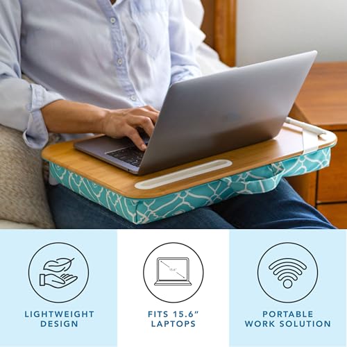 Image of LAPGEAR Designer Lap Desk - Aqua Trellis, Fits 15.6 inch Laptops