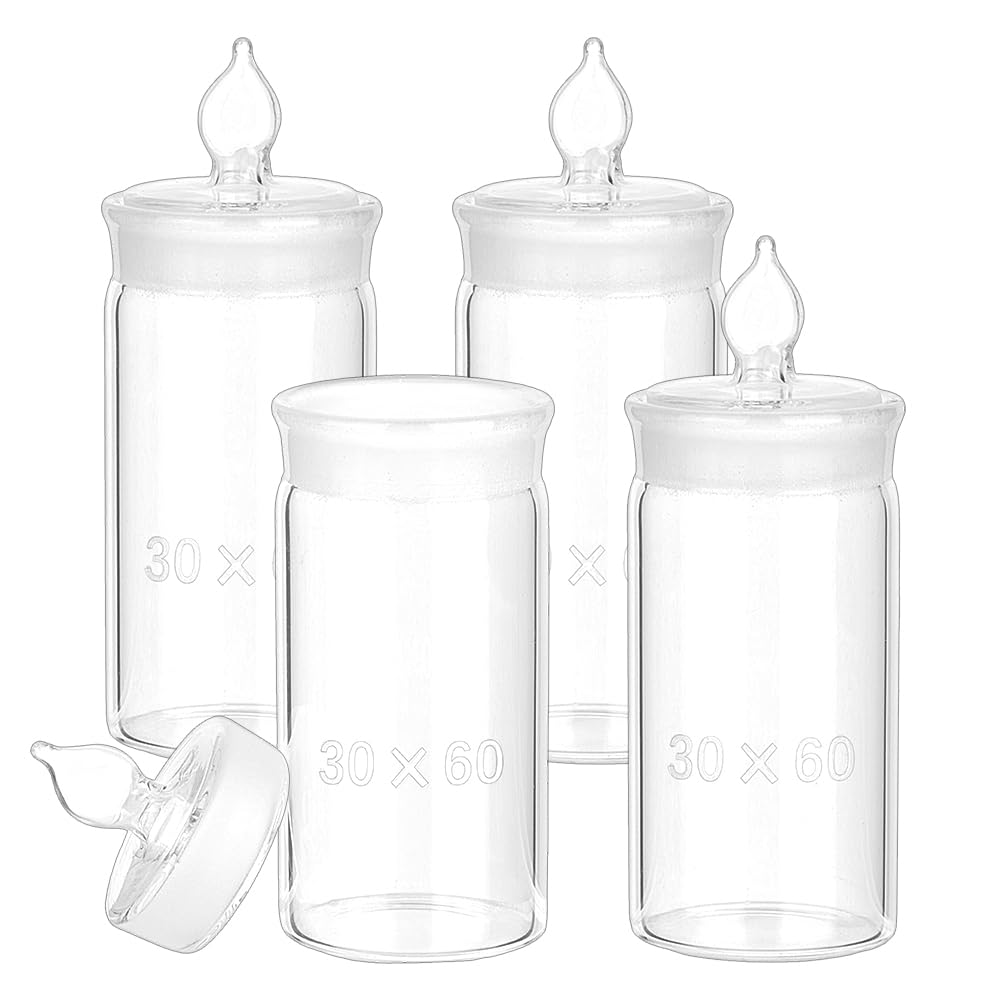 OLYCRAFT 4pz Bottiglia di Pesata In Vetro Bottiglia di Picnometro Becher In Vetro Peso Specifico per Chimica Bottiglie Scientifiche per Laboratorio Conservazione Scientifica - 30x60mm