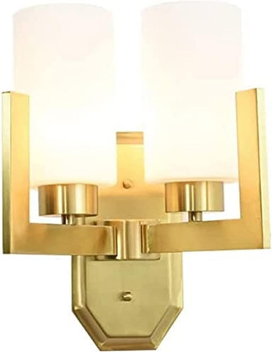 JKJZSALJ Copper Glass Cylinder Wall Lamp European Modern Brass Wall Light Sconce Bathroom Mirror Headlights Restaurant Living Room Bedside Wall Lantern, Modern,Double Head,Double head