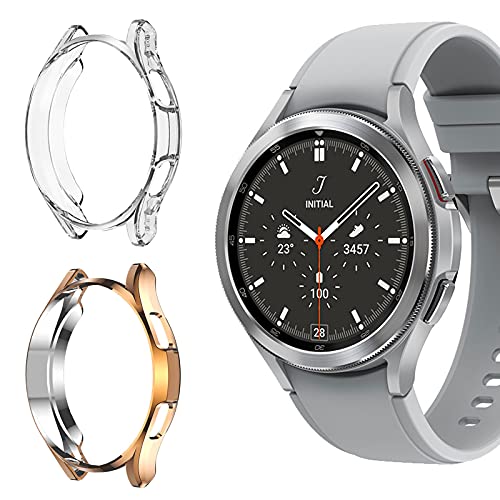 leChivée Coque Compatible Con Samsung Galaxy Watch 4 Classic 42 mm / 46 mm, paquete de 2 protectores de TPU Suave de Primera calidad Coque Flexible y antirrayas Para Samsung Watch 4 Classic Cover