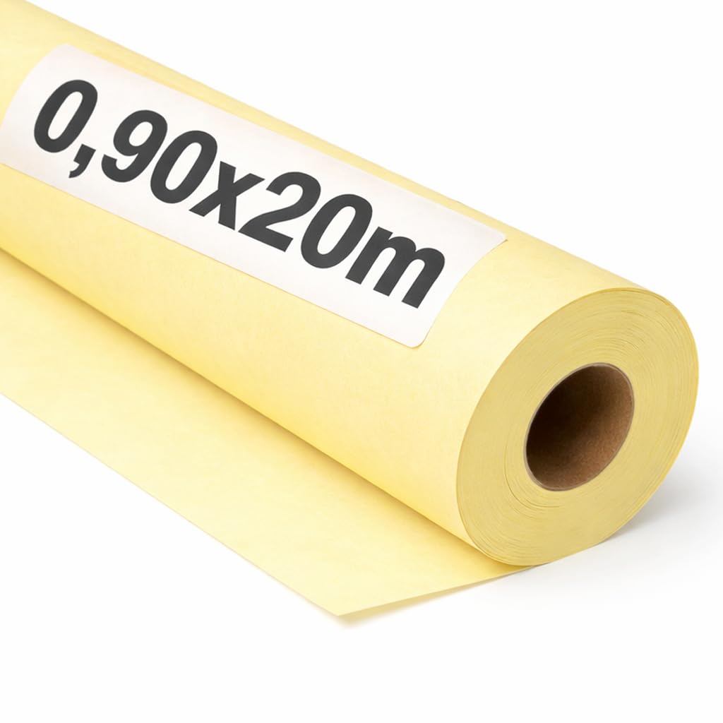 OFITURIA Papel Kraft Pastelowy Żółty Rolka 0,90 x 20 m, 6 rolek, papier pakowy i papier do pakowania prezentów, do wysyłki i majsterkowania, trwały i łatwy do cięcia