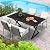 YITAHOME 5 Piece Patio Dining Set Outdoor Furniture Stackable All-Weather Comfortable Rope and Rattan Chairs Metal Frame with Faux Wood Tabletop for Courtyard Backyard Poolside Balcony, Black & Grey