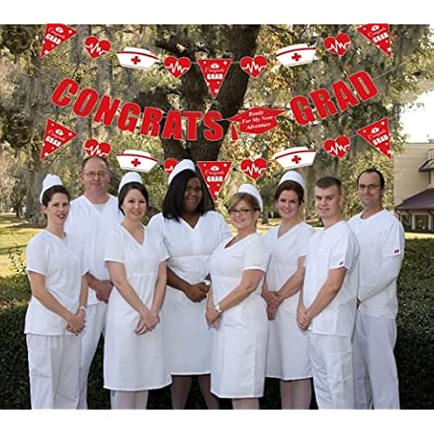 AIYANG Nurse Congrats Grad Banner Nurse Graduation Banners Graduation Party Wall Decoration for Home Outdoor Party Supply Nursing Graduation Party Supplies Cover