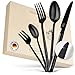 Produktbild Glavory Stellar - Besteck Set Schwarz aus festem Edelstahl - Besteck für 6 Personen 30teilig - rostfreier 18/8 Edelstahl - schwarzes Besteck spülmaschinenfest mit edler Verpackung