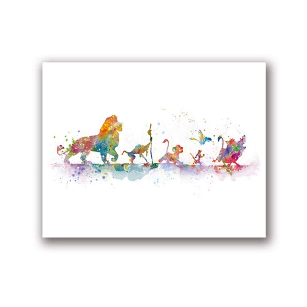 Amazon.co.jp: ライオンキングポスターキャンバスプリント水彩