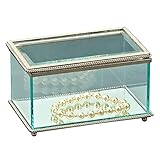Creative Gifts Glass Rectangular Hinged Jewelry Box