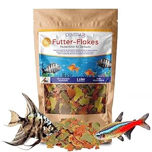 Premium Fischfutter 1L, Futter-Flakes, Flocken – Hauptfuttermittel für alle Zierfische mit Vitaminen ohne Konservierungsstoffe, Aquarium, Süßwasserfisch