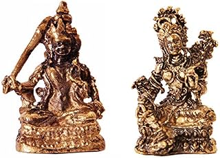 Purpledip Rare Miniature Statue Set Goddess Tara in 2 Different Poses, Unique Collectible Gift (11410)