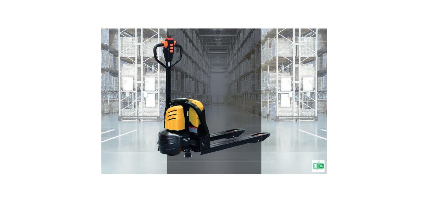 Transpallet Elettrico professionale 1500 kg, con Batteria al Litio 30Ah, Ruote Pivottanti Stabilizzatrici