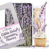 100+ Edible Lavender Sprigs for Cocktails & Dessert, 6.69'' Edible Flowers for Drinks Garnish Tea DIY Craft, Food Grade Culinary Lavender Flower Bud 1.27oz(36g)