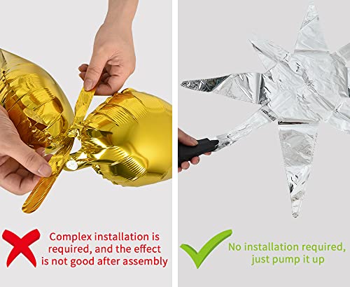 Image of TONIFUL 4 Pcs Explosion Star Balloons Silver Foil Balloon Party Decorations | 22 Inch Large Mylar Star Balloon for Silver Party Decor New Year Christmas Birthday Wedding Baby Shower Photo Booth Supplies
