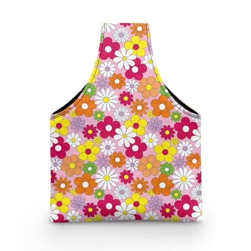 Image of ZUXONGSY Colorful Daisy Yarn Bag for Knitting Pink Knitting Crochet Tote Bag for Women Yarn Tote Handbags for Crocheting