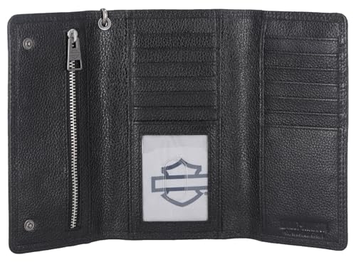 Harley-Davidson Men's Bar & Shield Patch Trucker Chain Leather Wallet - Black2