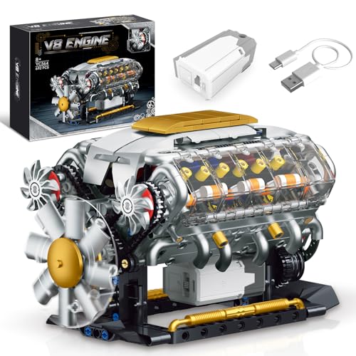 BseSparklion V8 Engine Building Kit for Adults, Build Your Own MOC Mini V8 Engine Model Toy for Display, Compatible with Lego Car Set, STEM Building Project for Teens & Kids Boys 8-14 (692 PCS)