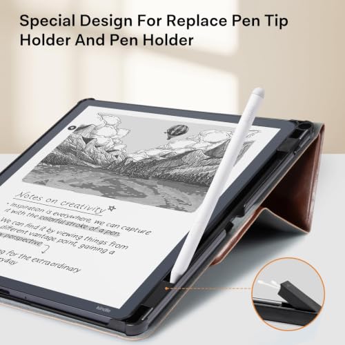 Image of CoBak Case for 11 inch Kindle Scribe 3rd Generation 2025, Kindle Scribe Colorsoft with Two Viewing Angles - All New PU Leather Cover with Auto Sleep Wake, Pen Holder. Vintage Brown