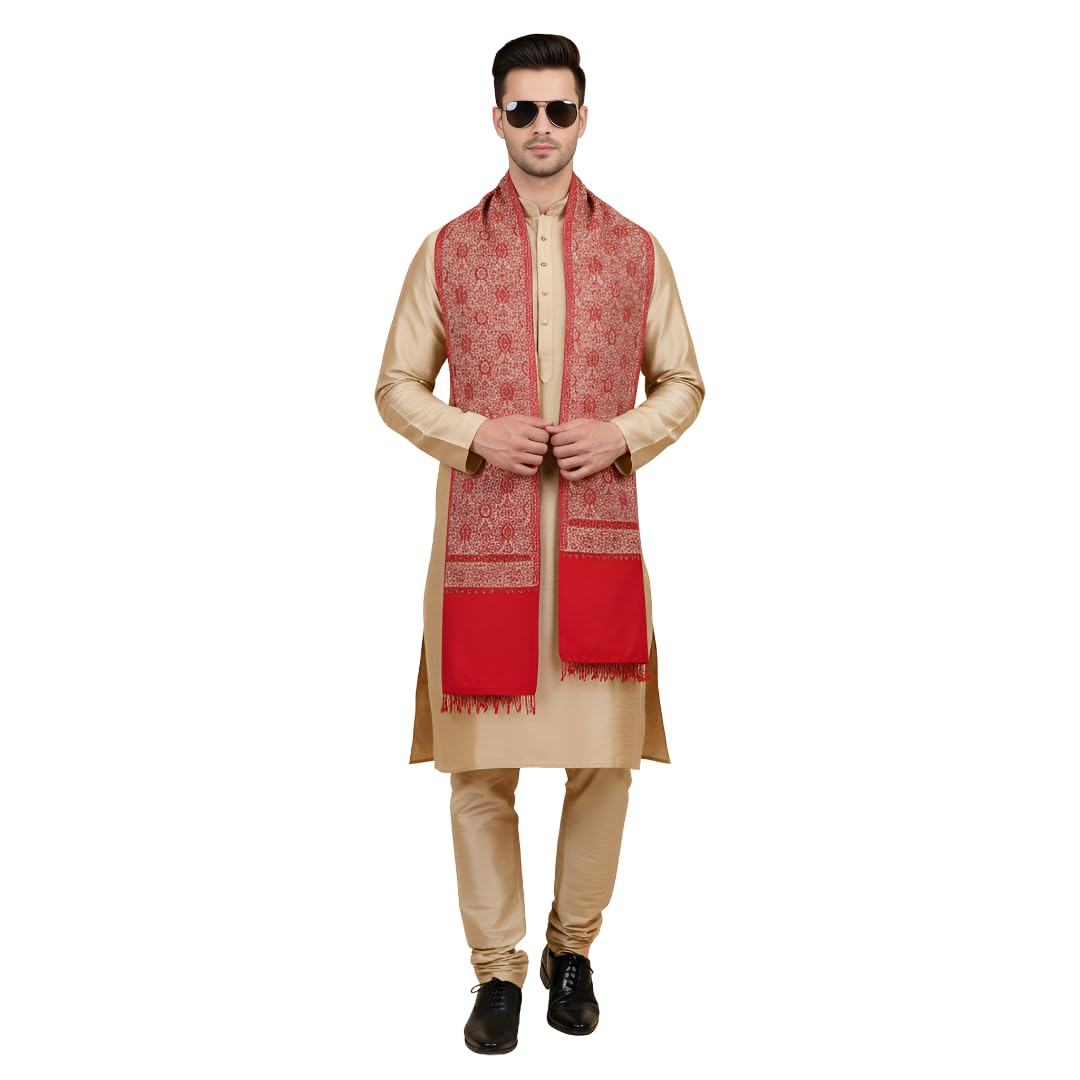 muffly Men Premium Wool Blend Embroidered Men Stole with Exquisite Tasselled Finishing-picture-28