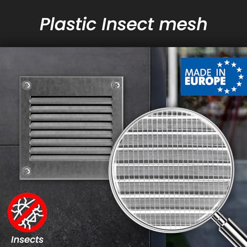 Image of Repa Market Air Vent Cover 16x8 Inch (Outer Dimensions) Galvanized Steel Louvered Grill Cover with Mesh Screen Wall or Ceiling Vent HVAC Register for Indoor and Outdoor Ventilation