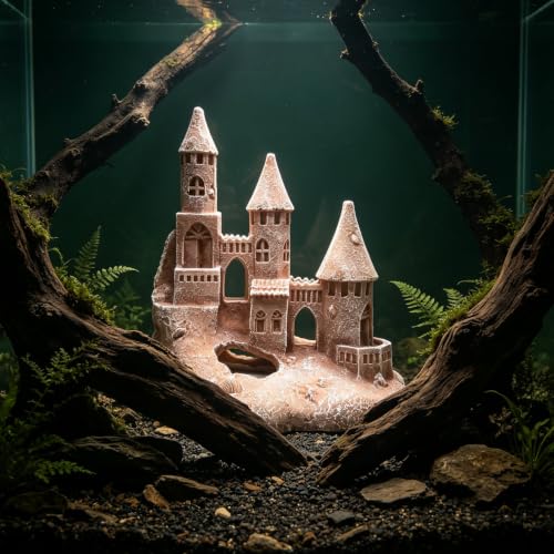 Image of M2cbridge Aquarium Decor Antique Roman Column Ruin European Castle Underwater Landscape(Sandrock Castle)
