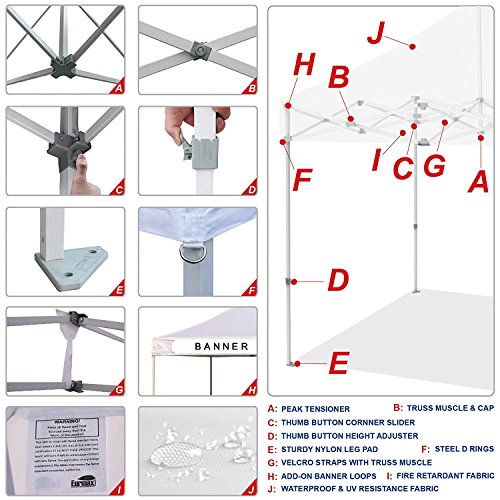 image for Eurmax 10'x10' Ez Pop Up Canopy Tent Commercial Instant Canopies with 