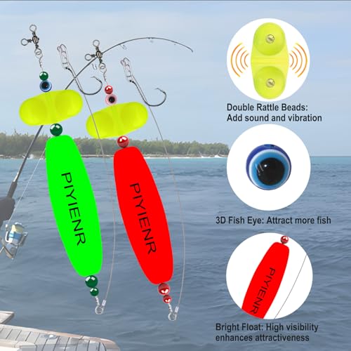 PIYIENR Catfish Float Rattler Rig Equipo de Pesca para Bagres con Flotadores y Anzuelos Circulares miniatura 3