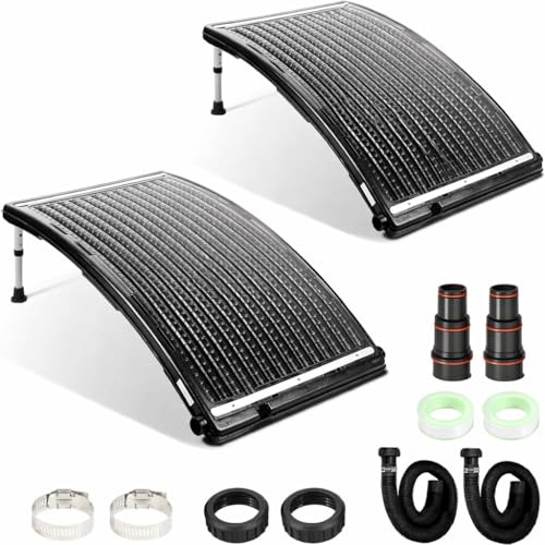 Fuairmee 2Set Solar Pool Heater for Above Ground Pool Thickened Panel 113x69 cm Solar Pool Heaters Includes 4 Adapters 4 Hoses & Clamps 4 Plumbers Tapes