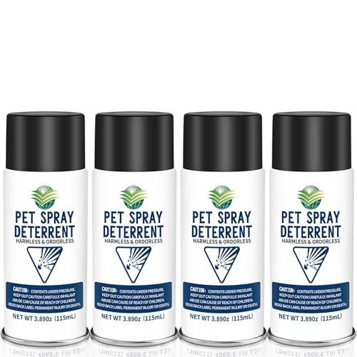 Cat Spray Deterrent System, Pet Deterrent Device Refill, CATSSS Refill [ 15.56Oz & 4 Pack ] Safe for Cats & Dogs Motion Activated Pet Deterrent Spray System-Only Applicable to The Same Brand System