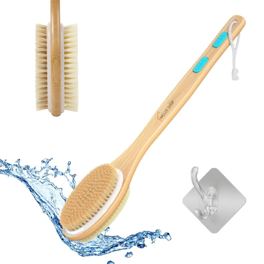 LIKE 2 STORE Body Bath Shower Back Brush Massager Spa Scrubber Dual-Sided Long Handle with Super Soft Bristles Body Exfoliator for Wet or Dry Brushing Massage Suitable for Soft and Stiff Men and Women-picture-26