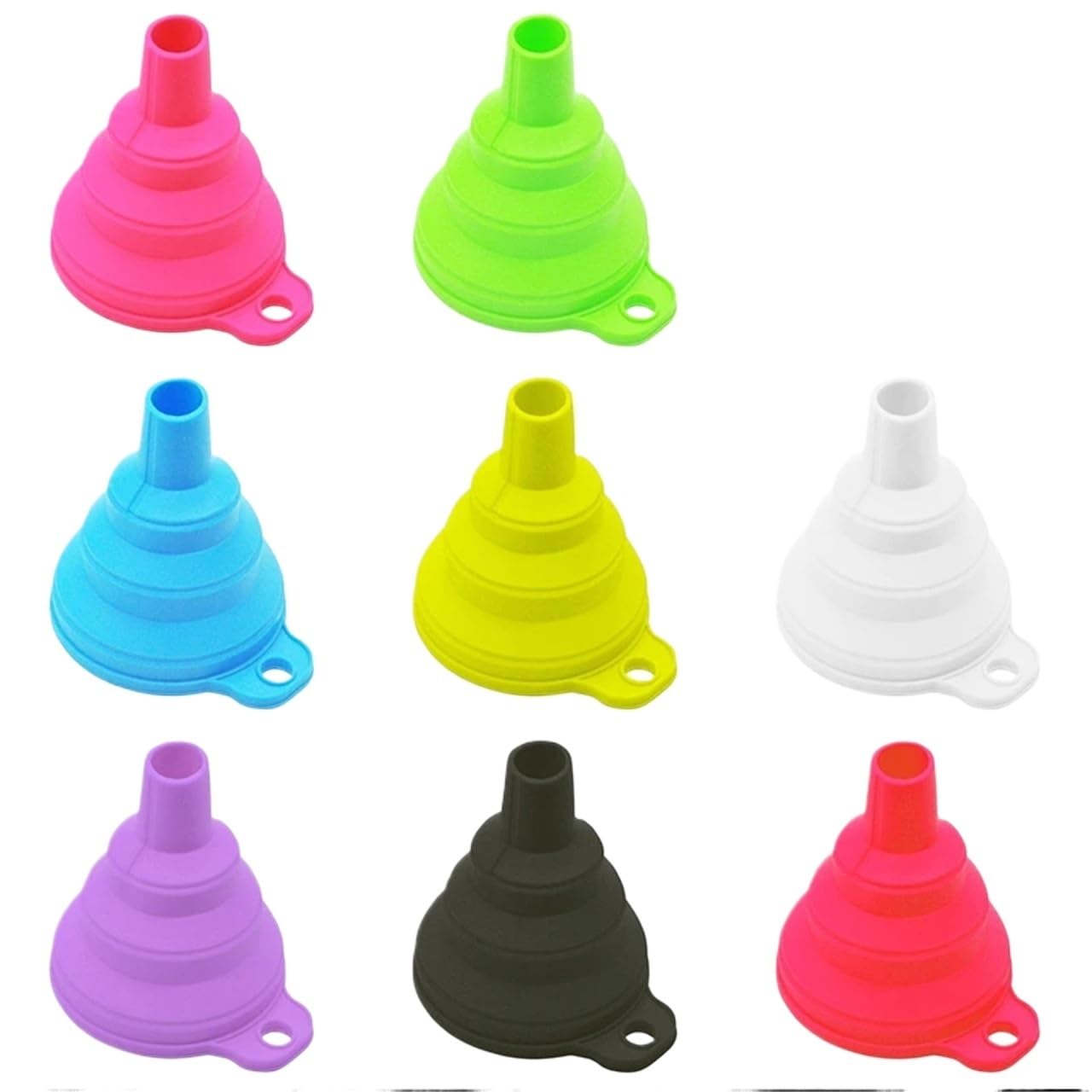 Entonnoir pliable en silicone, entonnoir portable et pliable for trémie à carburant, bière, huile(Mixed color 10pcs)