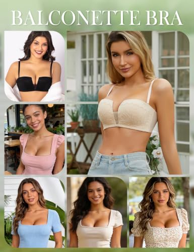 Image of Wireless Push Up Balconette Bras for Women Add 1 Cup Seamless Bra