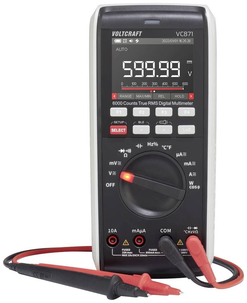 VOLTCRAFT VC871 Multimetro manuale calibrato (ISO) digitale data logger CAT III 1000 V, CAT IV 600 V Display (conte): 600