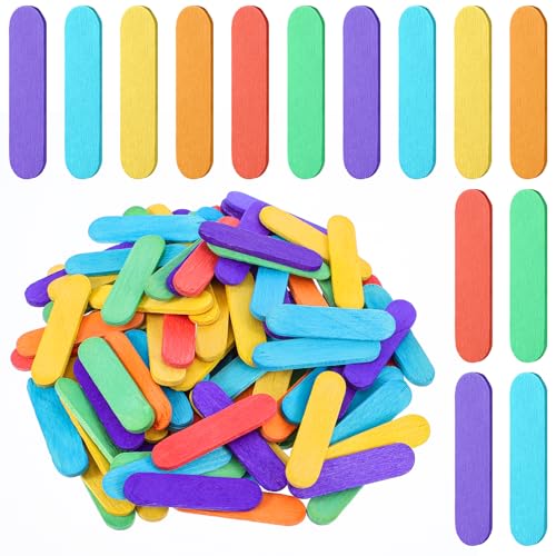 100pcs Popsicle Sticks for Craft 1.6x0.4inch Mini Wood Craft Sticks Small Wooden Stick Bulk for Ice Cream Treat Popsicle Stick for DIY Art Christmas Ornaments Crafting Halloween Home Painting Projects