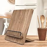 Cookbook Stand - Wood Cookbook Holder, Cutting Board Cookbook Recipe Holder with The Adjustable Pull-Out Stand (Brown)