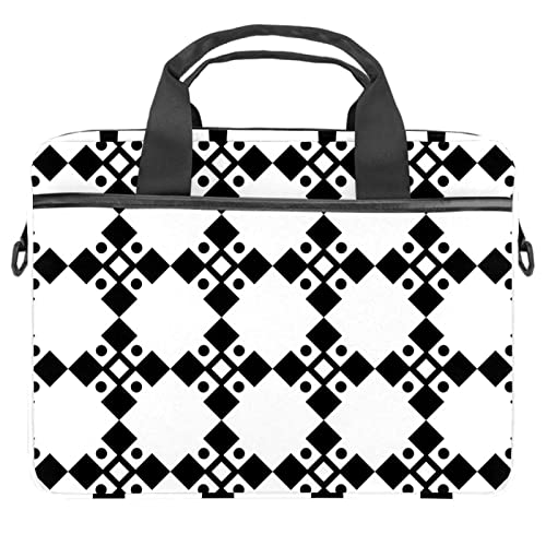 Sacoche à bandoulière pour ordinateur portable 13 à 14.5 pouces à motif géométrique noir et blanc