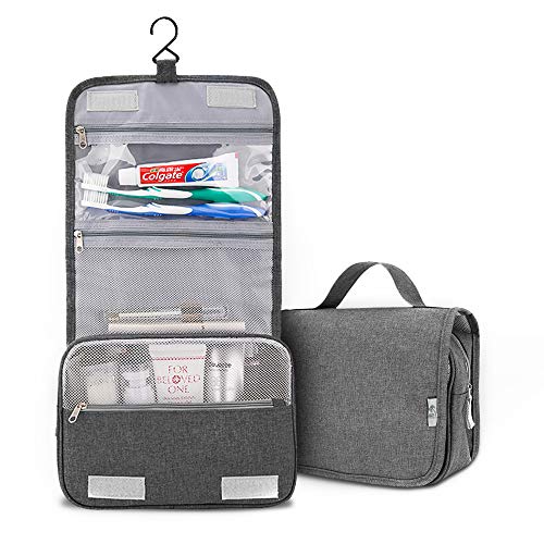 Sehnsucht - Toiletry Bag - Travel Makeup Bag - Hanging Cosmetic Kit for Men & Women - Medium Sized Toiletry Organizer - Travel Bathroom Bag - Grey Pouch with Compartments - Ideal Travel Accessory