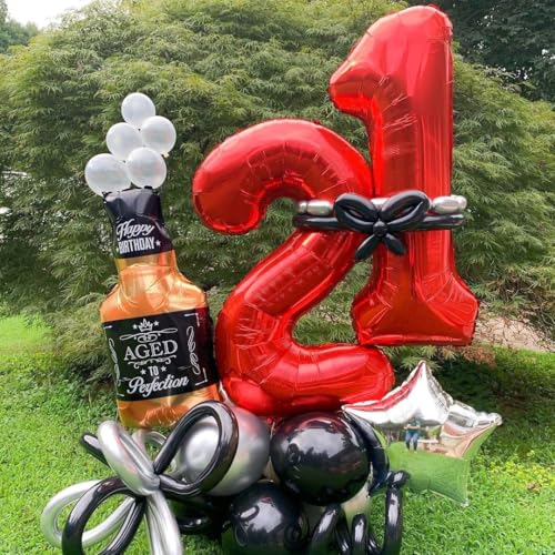 Image of Red 10 Number Balloons,40 Inch 10 Balloons Foil Mylar Helium Big Red 10 Balloon Number for Birthday Party Anniversary Decorations